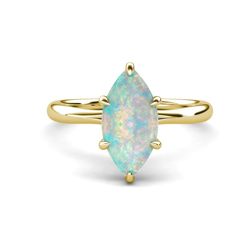Solina 1.12 ctw Marquise Shape Opal accented Lab Grown Diamond Hidden Halo Women Engagement Ring 
