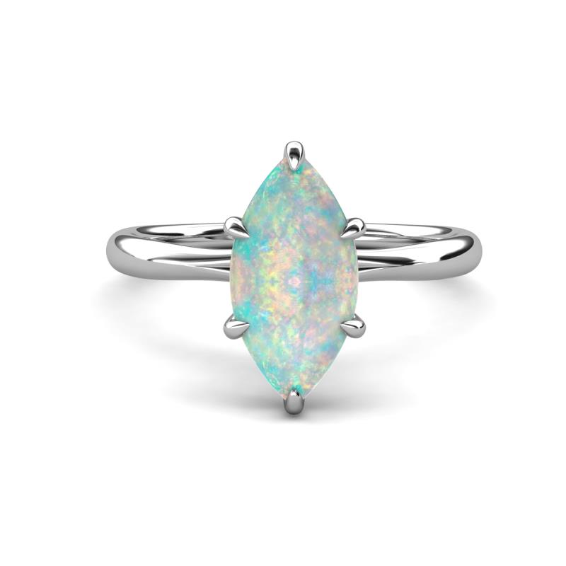 Solina 1.12 ctw Marquise Shape Opal accented Lab Grown Diamond Hidden Halo Women Engagement Ring 