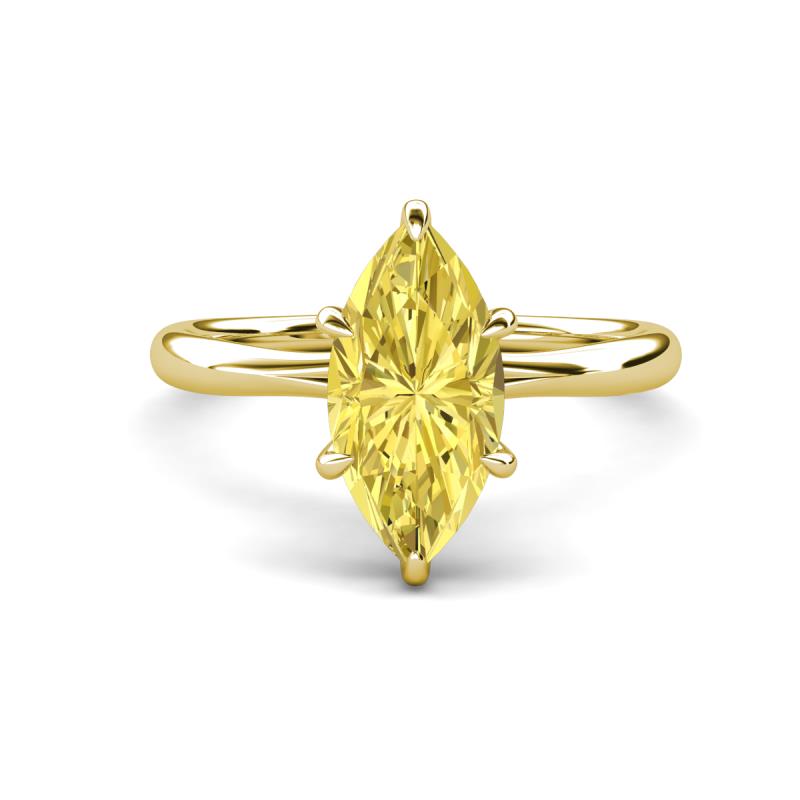 Solina 2.28 ctw Marquise Shape Created Yellow Sapphire accented Lab Grown Diamond Hidden Halo Women Engagement Ring 