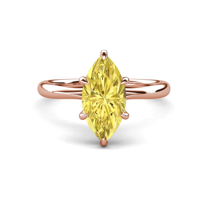 Solina 2.28 ctw Marquise Shape Created Yellow Sapphire accented Lab Grown Diamond Hidden Halo Women Engagement Ring 
