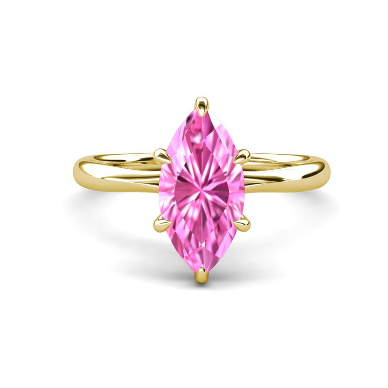 Solina 2.28 ctw Marquise Shape Created Pink Sapphire accented Lab Grown Diamond Hidden Halo Women Engagement Ring 