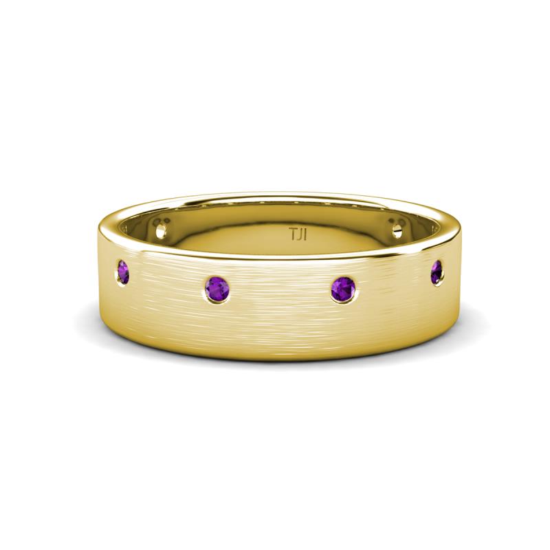 Orion 0.14 ctw Round Amethyst Brushed Satin Finish Men Wedding Band (7 mm) 