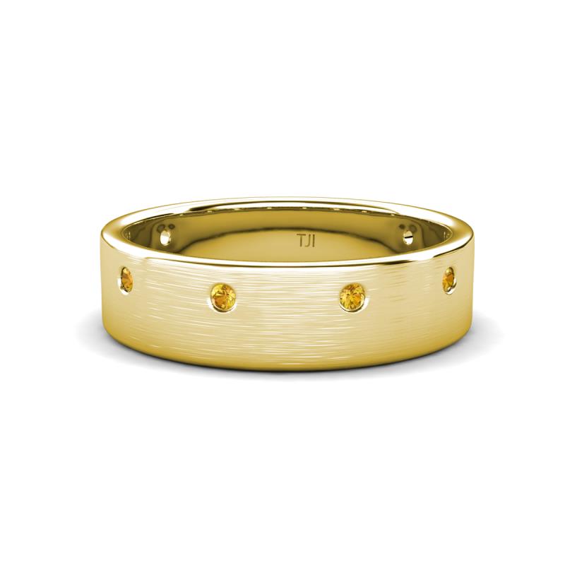 Orion 0.14 ctw Round Citrine Brushed Satin Finish Men Wedding Band (7 mm) 