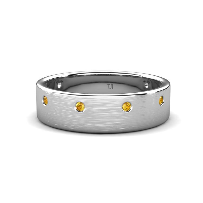 Orion 0.14 ctw Round Citrine Brushed Satin Finish Men Wedding Band (7 mm) 