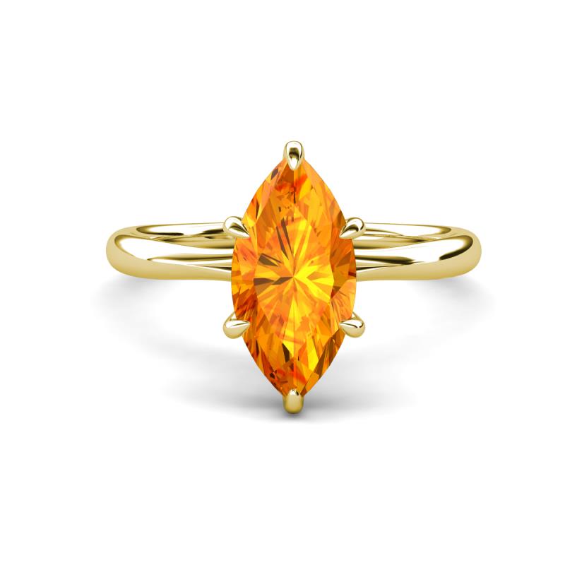 Solina 1.74 ctw Marquise Shape Citrine accented Lab Grown Diamond Hidden Halo Women Engagement Ring 