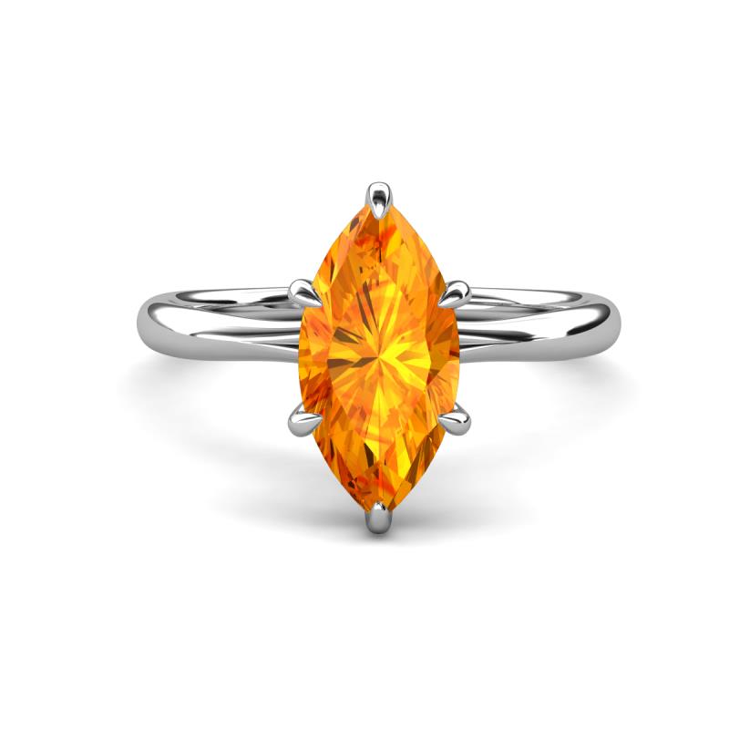 Solina 1.74 ctw Marquise Shape Citrine accented Lab Grown Diamond Hidden Halo Women Engagement Ring 