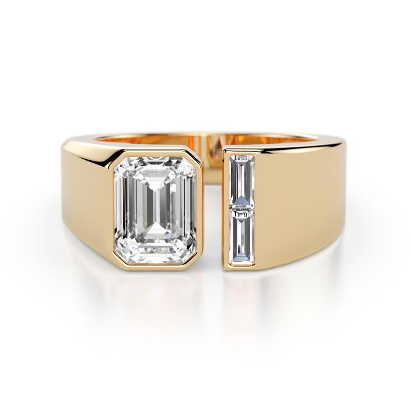 Vincere 2.22 ctw GIA Certified Emerald Shape Natural Diamond accented Baguette Shape Natural Diamond Women Three Stone Engagement Ring 