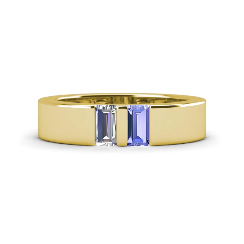 Carter 0.60 ctw Baguette Shape Lab Grown Diamond and Tanzanite Two Stone Men Wedding Band (5 mm) 