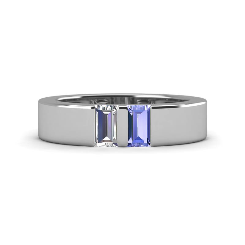 Carter 0.60 ctw Baguette Shape Lab Grown Diamond and Tanzanite Two Stone Men Wedding Band (5 mm) 