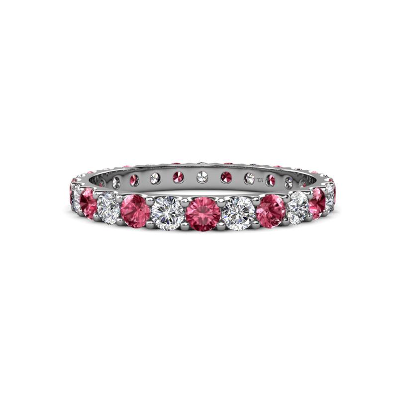 Audrey 3.00 mm Pink Tourmaline and Diamond U Prong Eternity Band 