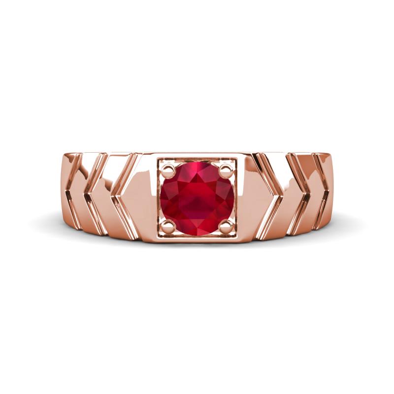 Darius 0.95 ct Ruby V Pattern Solitaire Men Band (6 mm) 