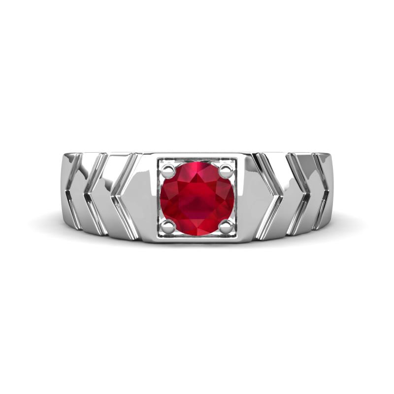 Darius 0.95 ct Ruby V Pattern Solitaire Men Band (6 mm) 