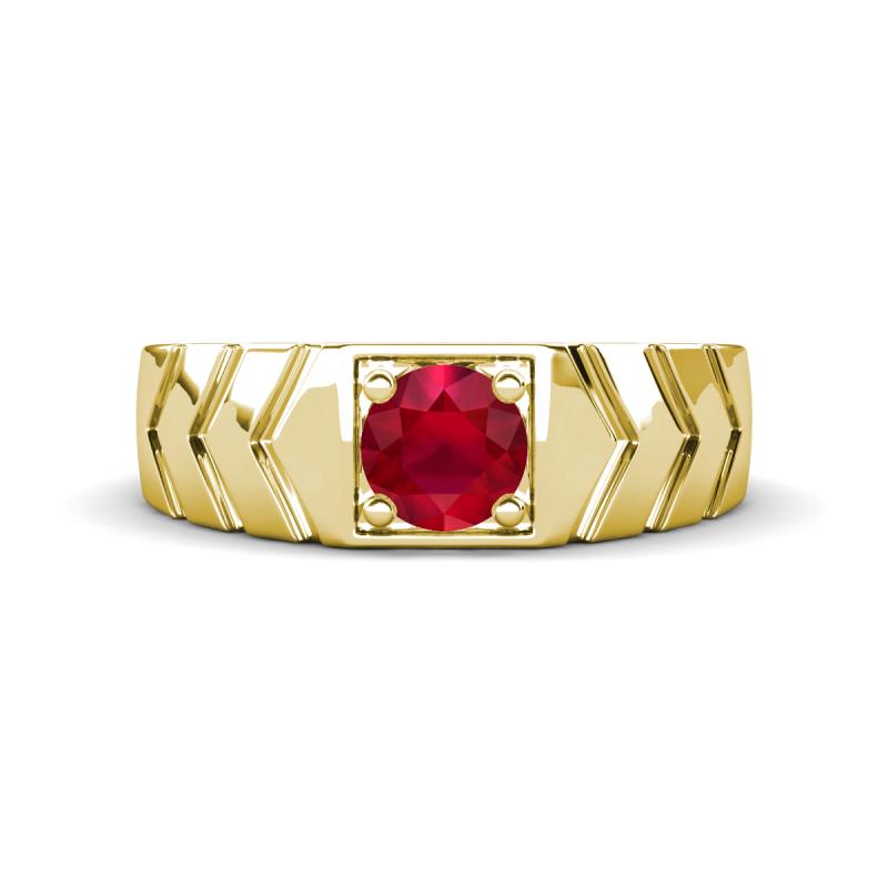 Darius 0.95 ct Ruby V Pattern Solitaire Men Band (6 mm) 