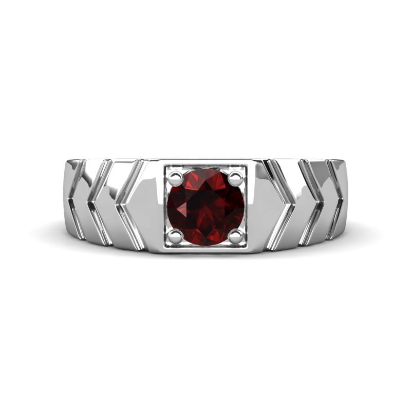 Darius 1.05 ct Red Garnet V Pattern Solitaire Men Band (6 mm) 