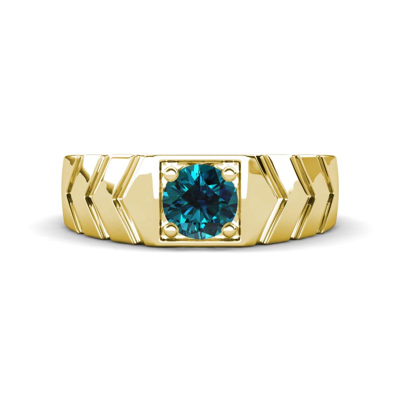 Darius 0.80 ct Blue Diamond V Pattern Solitaire Men Band (6 mm) 