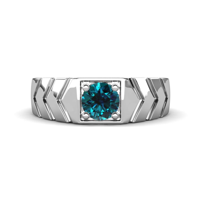 Darius 0.80 ct Blue Diamond V Pattern Solitaire Men Band (6 mm) 