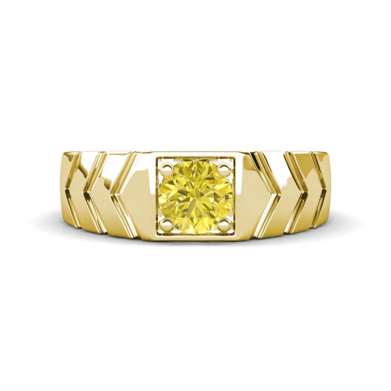 Darius 0.80 ct Yellow Diamond V Pattern Solitaire Men Band (6 mm) 