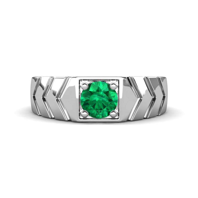 Darius 0.80 ct Emerald V Pattern Solitaire Men Band (6 mm) 