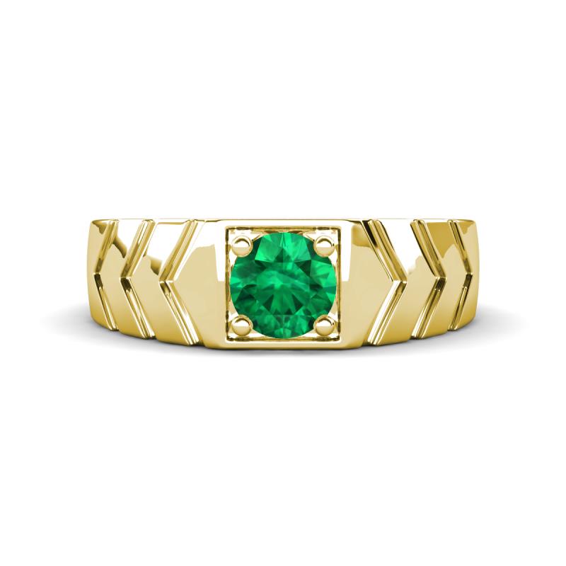 Darius 0.80 ct Emerald V Pattern Solitaire Men Band (6 mm) 