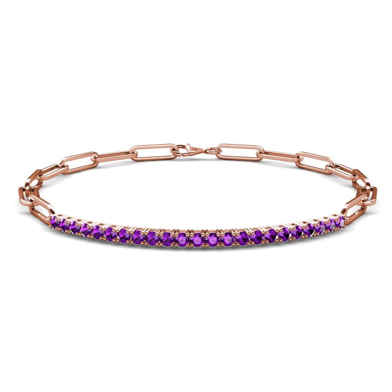 Lily 0.92 ctw Amethyst Paperclip Links Tennis  Bracelet 