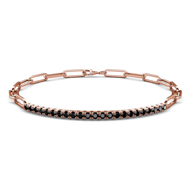 Lily 0.72 ctw Black Diamonds Paperclip Links Tennis  Bracelet 