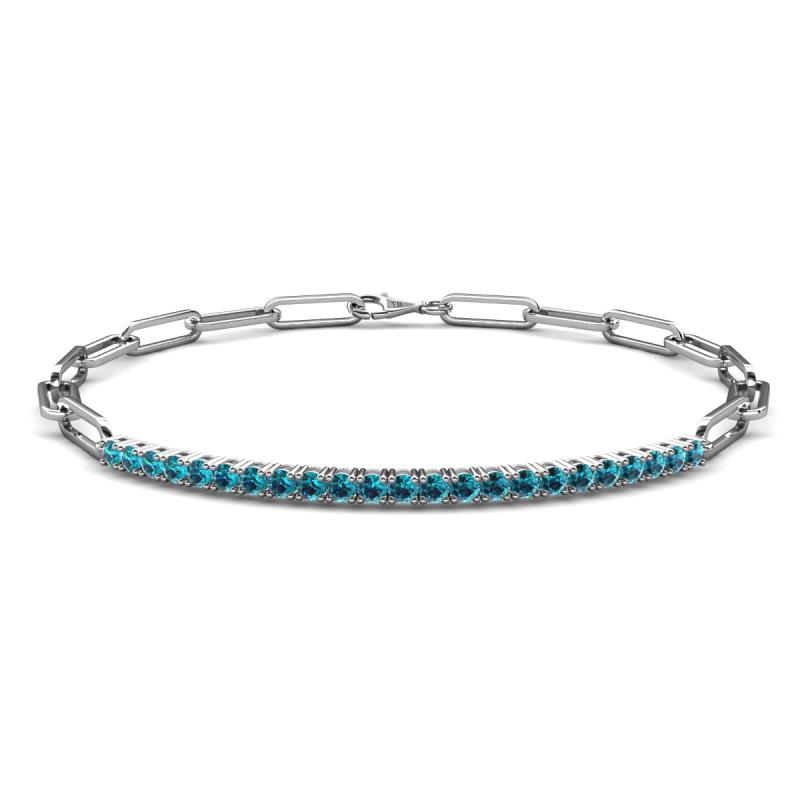 Lily 0.69 ctw Blue Diamonds Paperclip Links Tennis  Bracelet 
