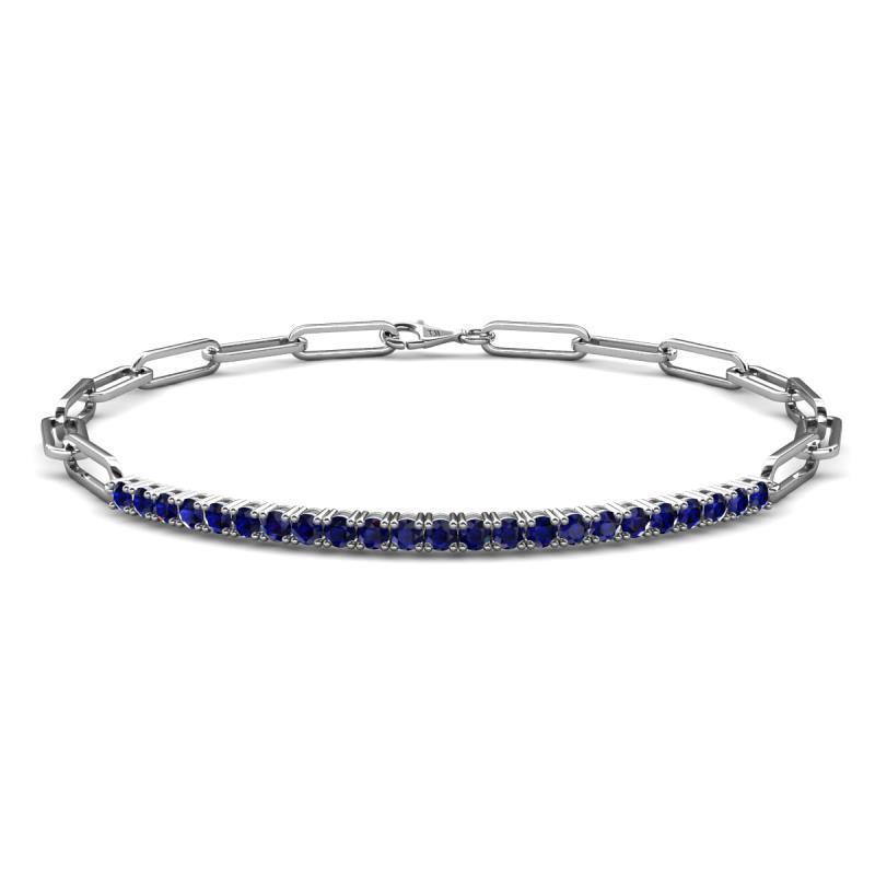 Lily 0.69 ctw Blue Sapphire Paperclip Links Tennis  Bracelet 