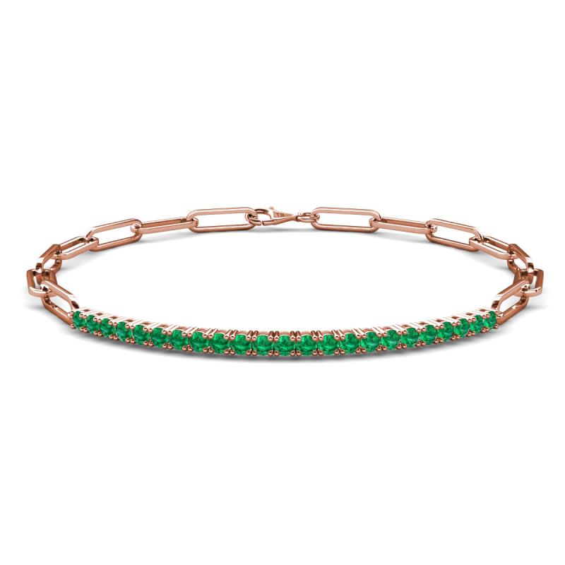 Lily 0.58 ctw Emerald Paperclip Links Tennis  Bracelet 