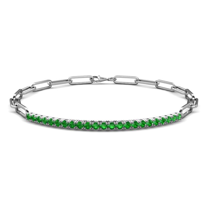 Lily 0.69 ctw Green Garnet Paperclip Links Tennis  Bracelet 
