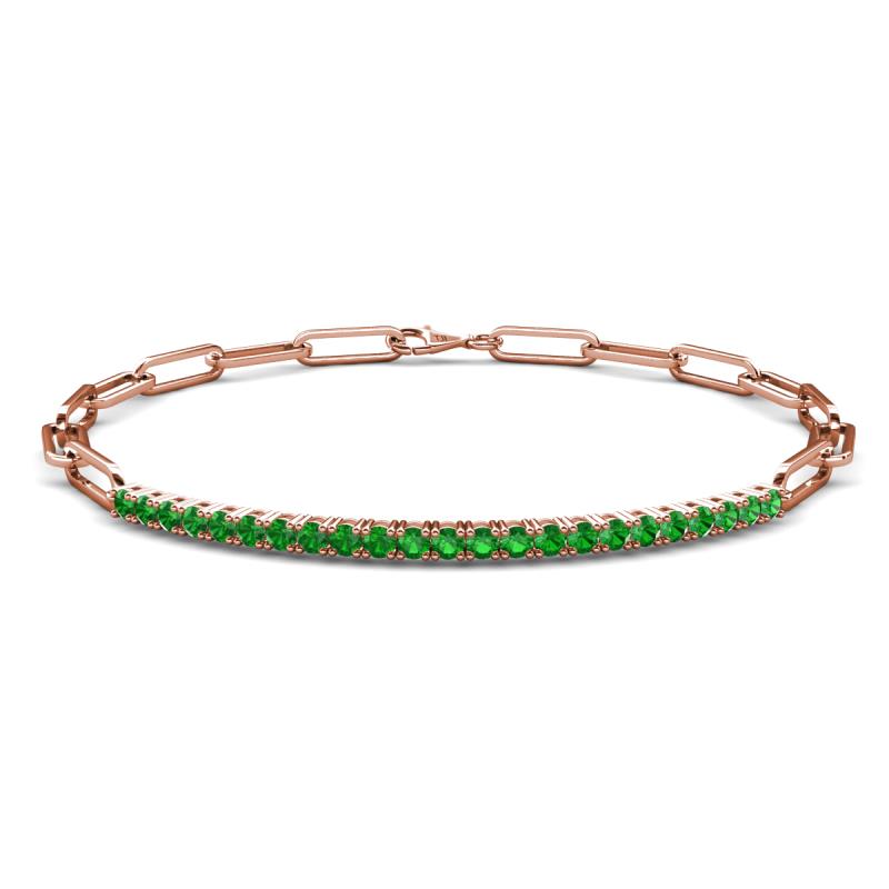 Lily 0.69 ctw Green Garnet Paperclip Links Tennis  Bracelet 