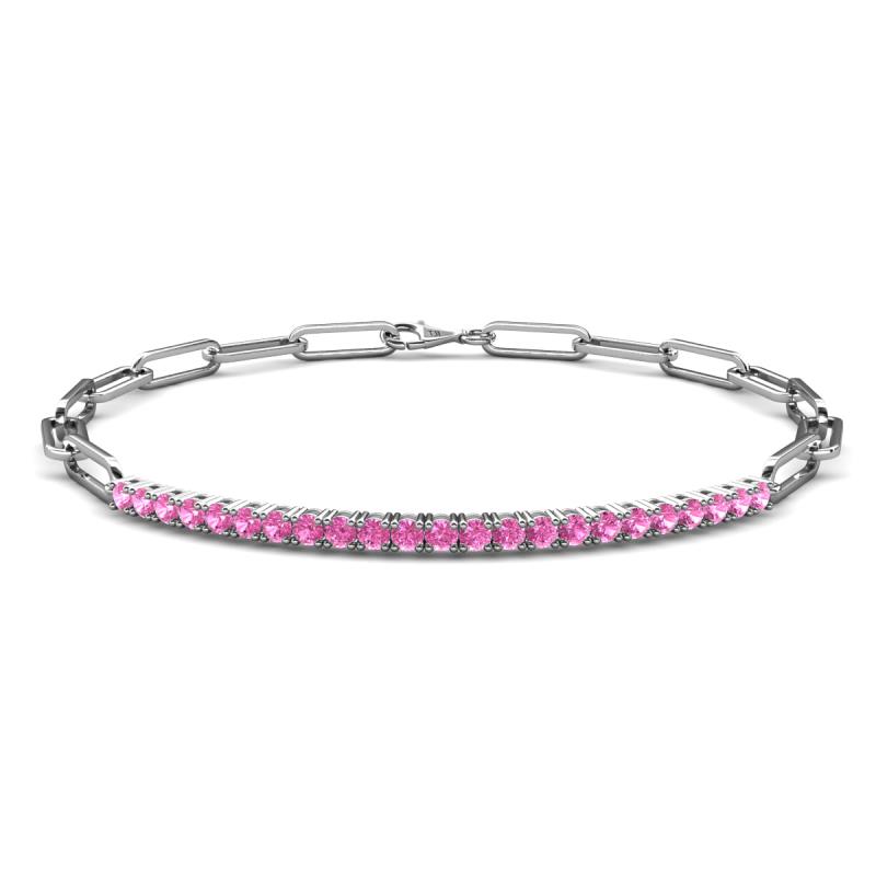 Lily 0.69 ctw Pink Sapphire Paperclip Links Tennis  Bracelet 