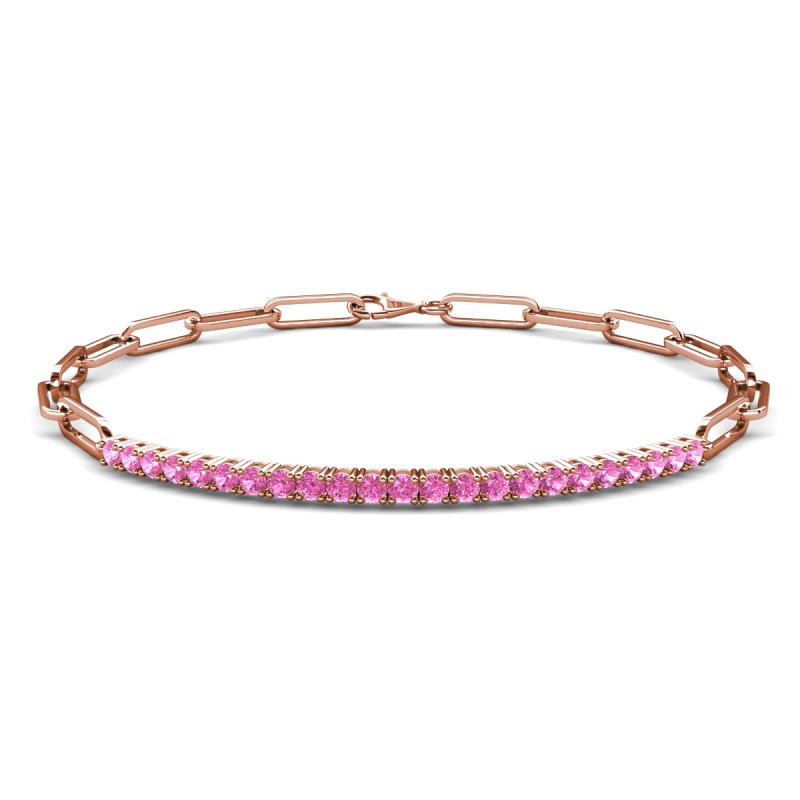 Lily 0.69 ctw Pink Sapphire Paperclip Links Tennis  Bracelet 