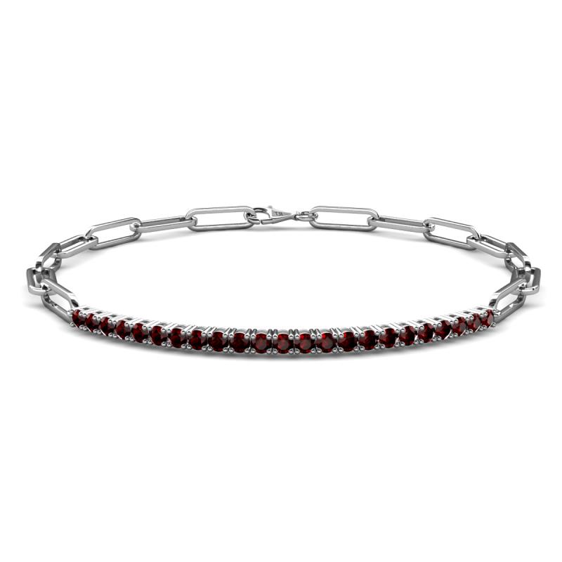 Lily 1.15 ctw Red Garnet Paperclip Links Tennis  Bracelet 