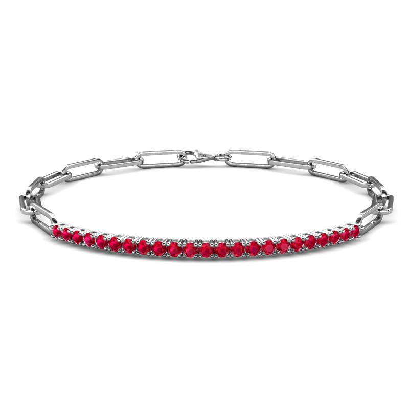 Lily 0.81 ctw Ruby Paperclip Links Tennis  Bracelet 