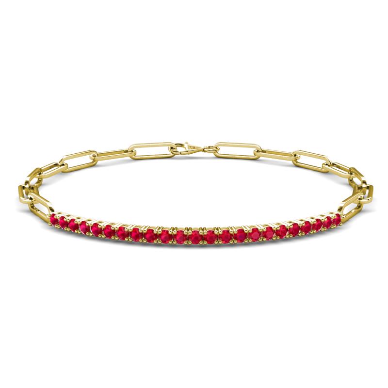 Lily 0.81 ctw Ruby Paperclip Links Tennis  Bracelet 