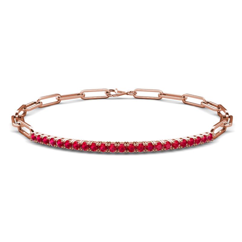 Lily 0.81 ctw Ruby Paperclip Links Tennis  Bracelet 