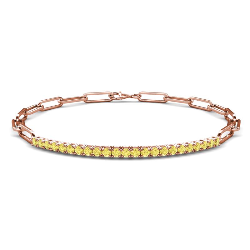 Lily 0.69 ctw Yellow Sapphire Paperclip Links Tennis  Bracelet 