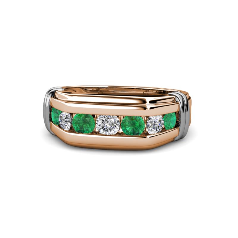 Brad 1.01 ctw Emerald and Lab Grown Diamond 7 Stone Men Wedding Ring 