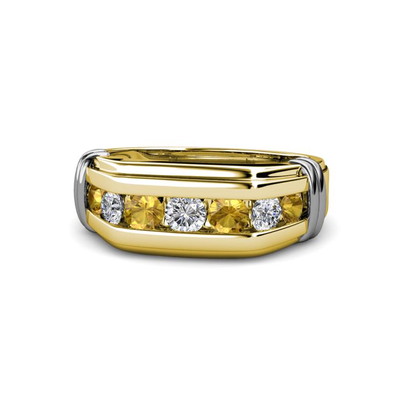 Brad 1.01 ctw Citrine and Lab Grown Diamond 7 Stone Men Wedding Ring 