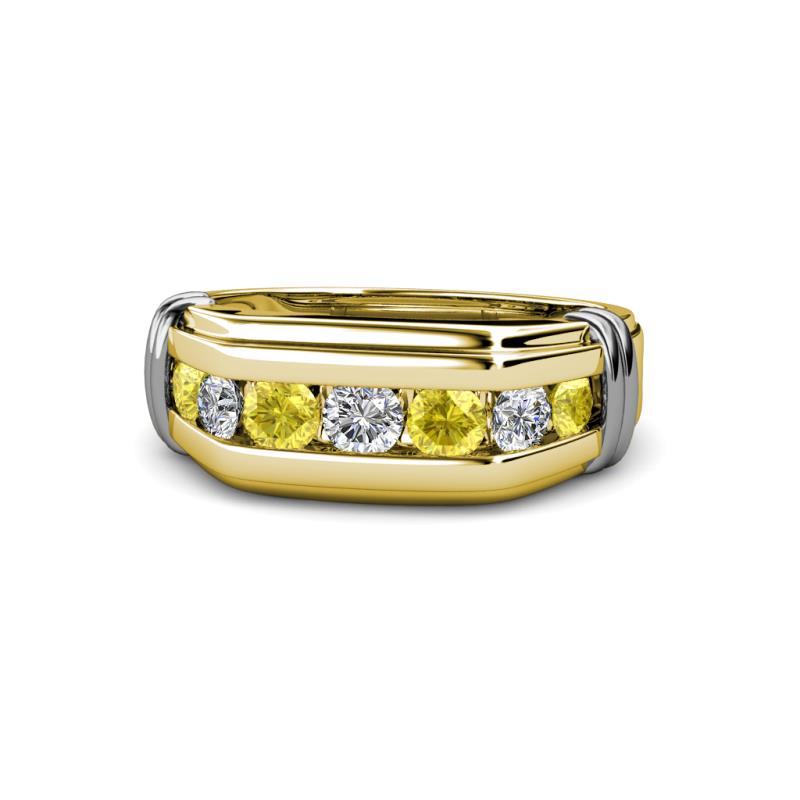 Brad 1.08 ctw Yellow Sapphire and Lab Grown Diamond 7 Stone Men Wedding Ring 