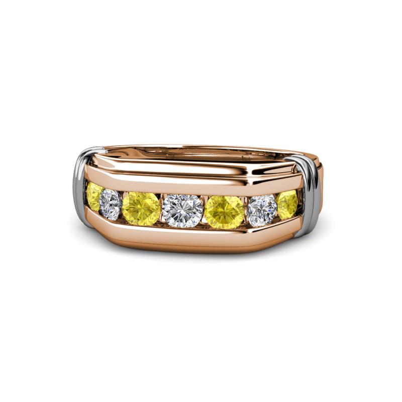 Brad 1.08 ctw Yellow Sapphire and Lab Grown Diamond 7 Stone Men Wedding Ring 