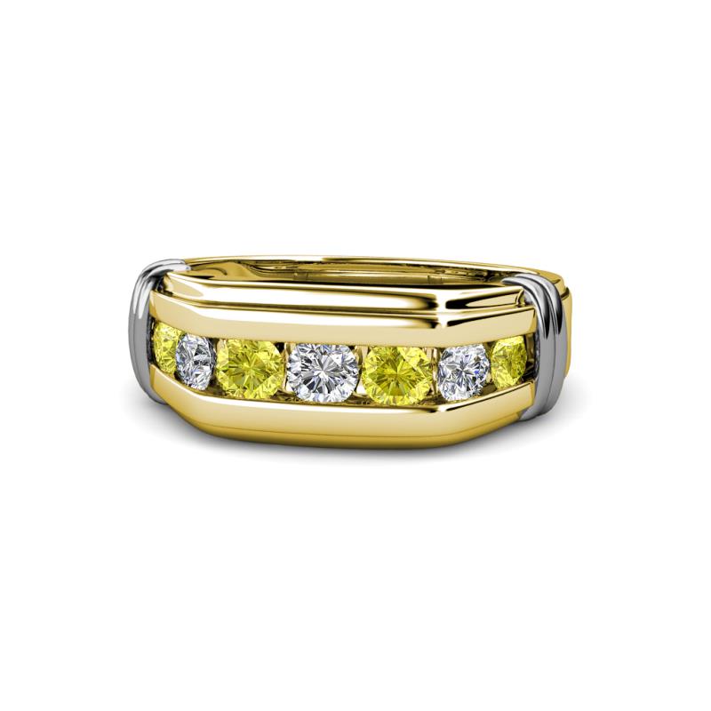 Brad 1.05 ctw Yellow Diamond and Lab Grown Diamond 7 Stone Men Wedding Ring 