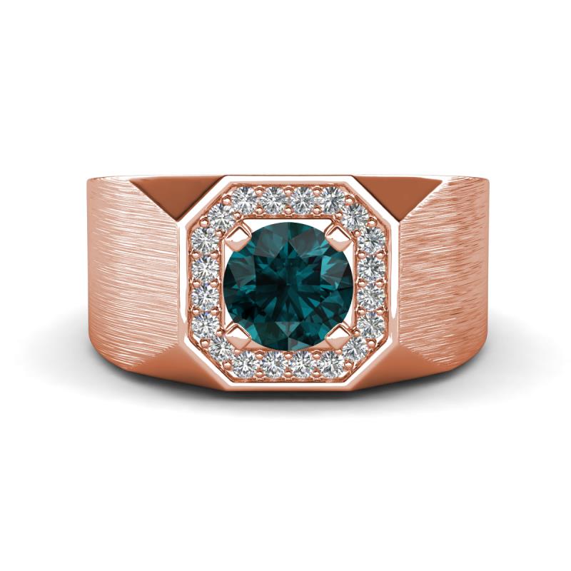 Dominic 1.25 ctw London Blue Topaz Hexagonal Halo Men Wedding Band (11 mm) 