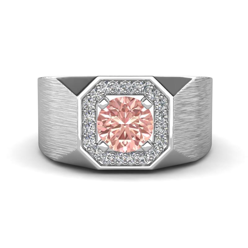 Dominic 1.17 ctw Morganite Hexagonal Halo Men Wedding Band (11 mm) 