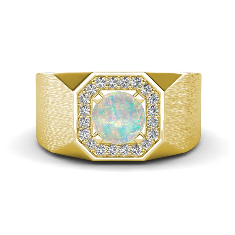 Dominic 0.96 ctw Opal Hexagonal Halo Men Wedding Band (11 mm) 