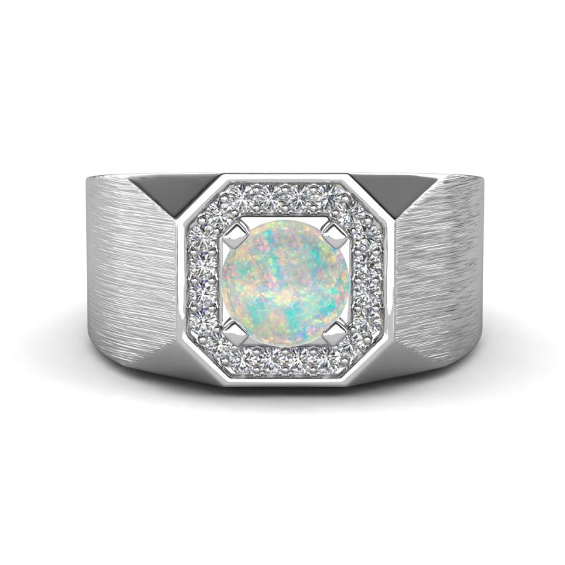 Dominic 0.96 ctw Opal Hexagonal Halo Men Wedding Band (11 mm) 