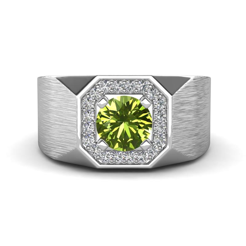 Dominic 1.40 ctw Peridot Hexagonal Halo Men Wedding Band (11 mm) 