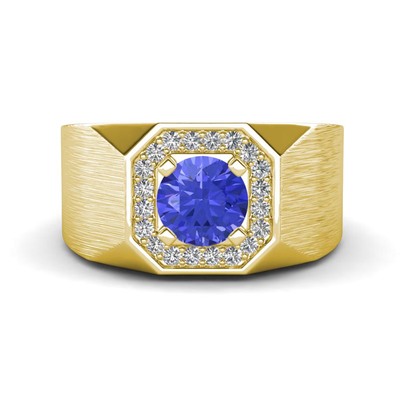 Dominic 1.50 ctw Tanzanite Hexagonal Halo Men Wedding Band (11 mm) 