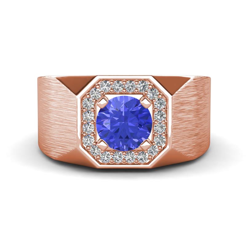 Dominic 1.50 ctw Tanzanite Hexagonal Halo Men Wedding Band (11 mm) 