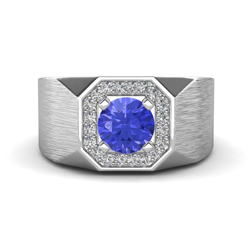 Dominic 1.50 ctw Tanzanite Hexagonal Halo Men Wedding Band (11 mm) 
